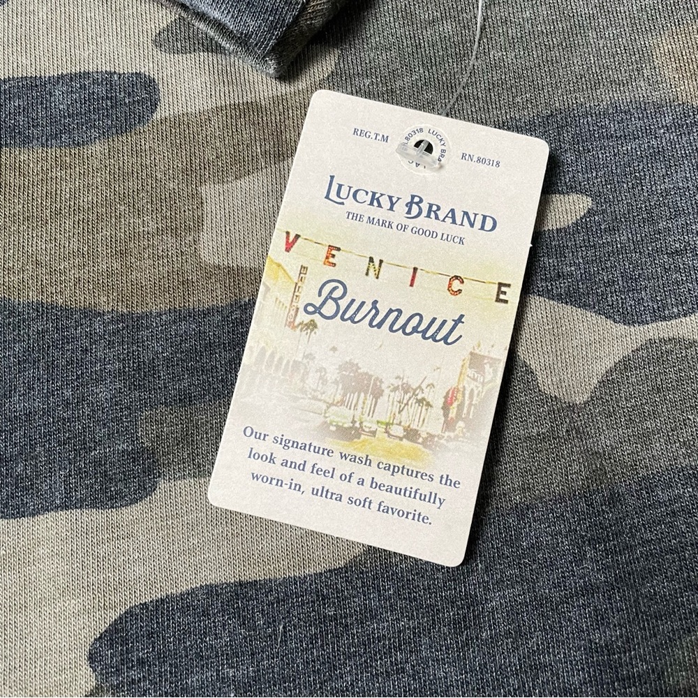NWT Lucky Brand Venice Burnout wash camo tshirt